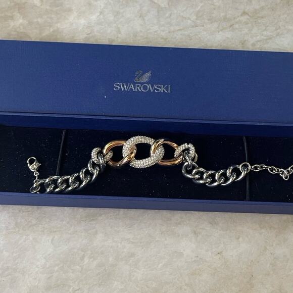 Swarovski chunky bracelet rose gold and silver main image 8